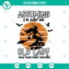 Old lady witch assumption SVG for Halloween, horror, and scary themes.