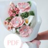 Pink Anemone "The Bride" Bouquet PDF pattern for crafts and DIY wedding projects.