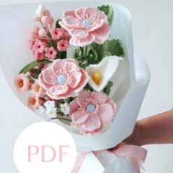 PDF Pattern for Pink Anemone &ldquo;The Bride&rdquo; Bouquet