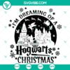 Hogwarts Christmas SVG design with magical elements, perfect for holiday crafting, featuring iconic Hogwarts symbols and festive spirit.