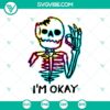 Neon Broken Skeleton SVG graphic for Halloween decor, unique spooky design.