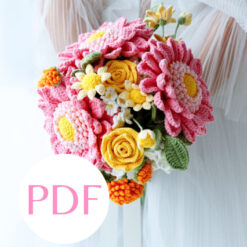 Pink Sunflower Wedding Bouquet PDF pattern
