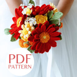 Red Gerbera Wedding Bouquet PDF pattern