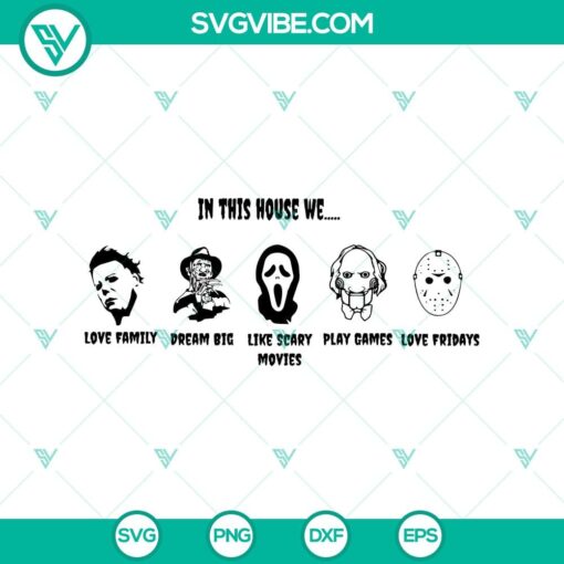 in this house we horror svg horror characters svg michael myers love family svg