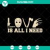 SVG design with horror characters, "Is All I Need SVG" and "Murder Tool SVG". Creepy and unique graphic for digital use.