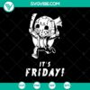 Friday The 13th Jason Voorhees SVG with "It's Friday" quote, horror movie inspired digital design for Halloween crafts and decor.
