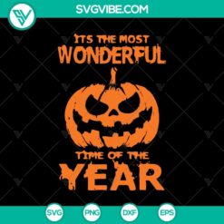 Festive "It's The Most Wonderful Time of The Year" SVG with pumpkin and Halloween elements, perfect for holiday crafting projects.