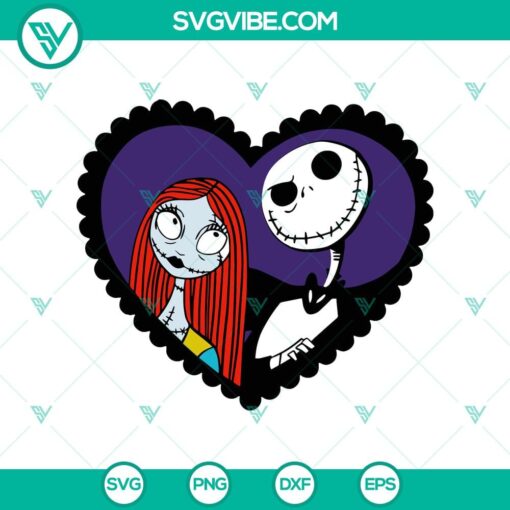 jack and sally couple svg jack and sally in heart svg the nightmare before christmas svg