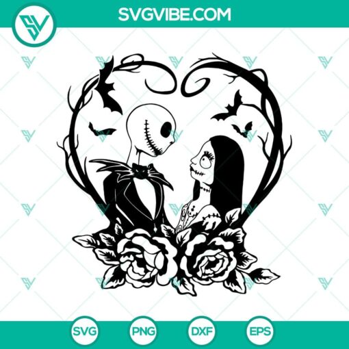 jack and sally in heart svg couple jack and sally svg the nightmare before svg halloween svg