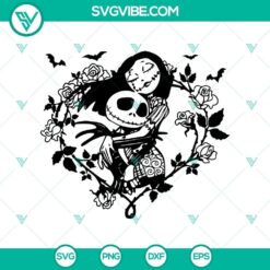 Jack and Sally in Heart SVG DXF EPS PNG Cut Files, Halloween SVG File, Halloween Cricut &amp; Silhouette Designs
