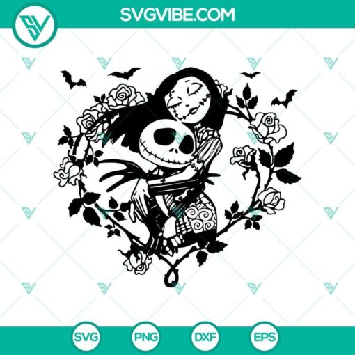 jack and sally in heart svg dxf eps png cut files