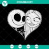 Jack and Sally in Heart SVG with Nightmare Before Christmas and Halloween theme. Perfect for holiday crafting projects.