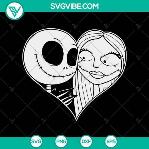 jack and sally in heart svg nightmare before christmas svg halloween svg