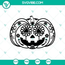 Jack O'Lantern sugar skull SVG with pumpkin elements for Halloween decoration.