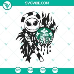 Jack Skellington Ghost Starbucks and Halloween-themed SVG design with Starbucks Coffee elements. Ideal for Halloween crafts and projects.