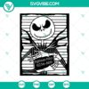 Rebellious Jack Skellington mugshot SVG design, Nightmare Police theme with a Jack Nightmare Before Christmas SVG element.