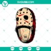 Jason Voorhees face in Crocs, funny horror Halloween SVG design with shoes, perfect for spooky crafts and projects.