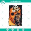 Jason Voorhees Friday The 13th SVG design, ideal for Halloween projects. Illustration with Jason's iconic mask, machete, and text.