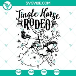 Jingle Horse Rodeo digital files for crafting - SVG, DXF, EPS, PNG formats with horseshoe, sleighbells, and cowboy hat designs.