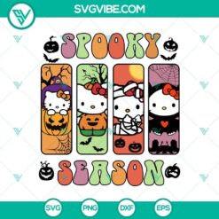 Kawaii Kitty Spooky Season SVG DXF EPS PNG Cut Files, Halloween SVG File, Halloween Cricut &amp; Silhouette Designs