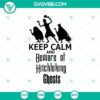 Haunted Mansion inspired Halloween SVG with "Keep Calm And Beware Of Hitchhiking Ghost" design. Perfect for spooky crafting projects.