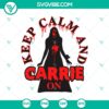 "Keep Calm And Carrie On SVG featuring horror and Halloween elements for spooky designs"