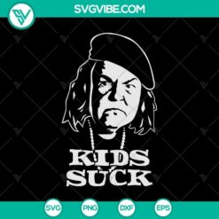 Kids Suck SVG featuring The Goonies characters Sloth and Chunk doing the Truffle Shuffle dance, fun 80s movie design for crafts.