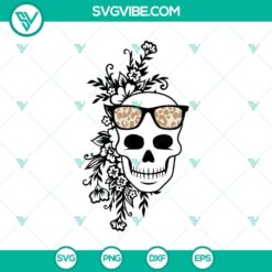 Halloween, Skull SVG, SVG Files, Leopard Sunglasses Skull SVG, Skull SVG, 3