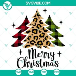 Leopard Christmas Trees SVG, Merry Christmas SVG, Buffalo Plaid SVG