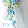 Light blue wedding bouquet PDF pattern for DIY brides, floral crafting, and wedding planning.