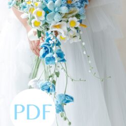 Light blue wedding bouquet PDF pattern for DIY brides, floral crafting, and wedding planning.