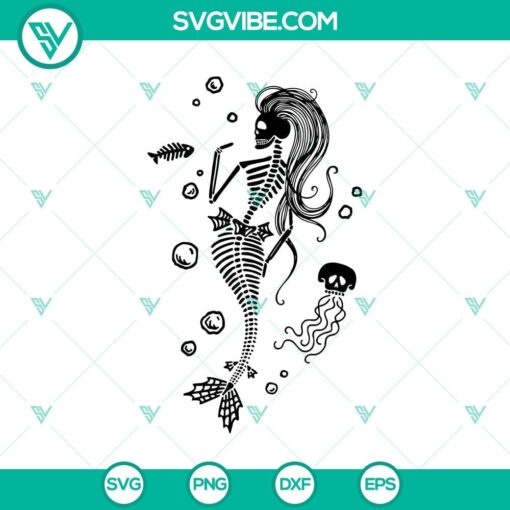 mermaid skeleton svg skelemaid svg happy halloween svg