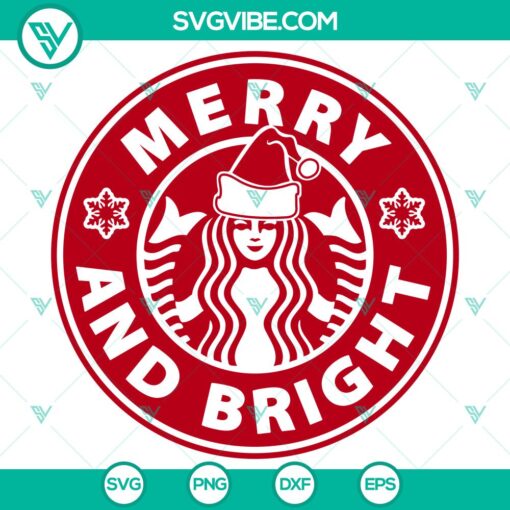 merry and bright starbucks coffee svg merry christmas svg