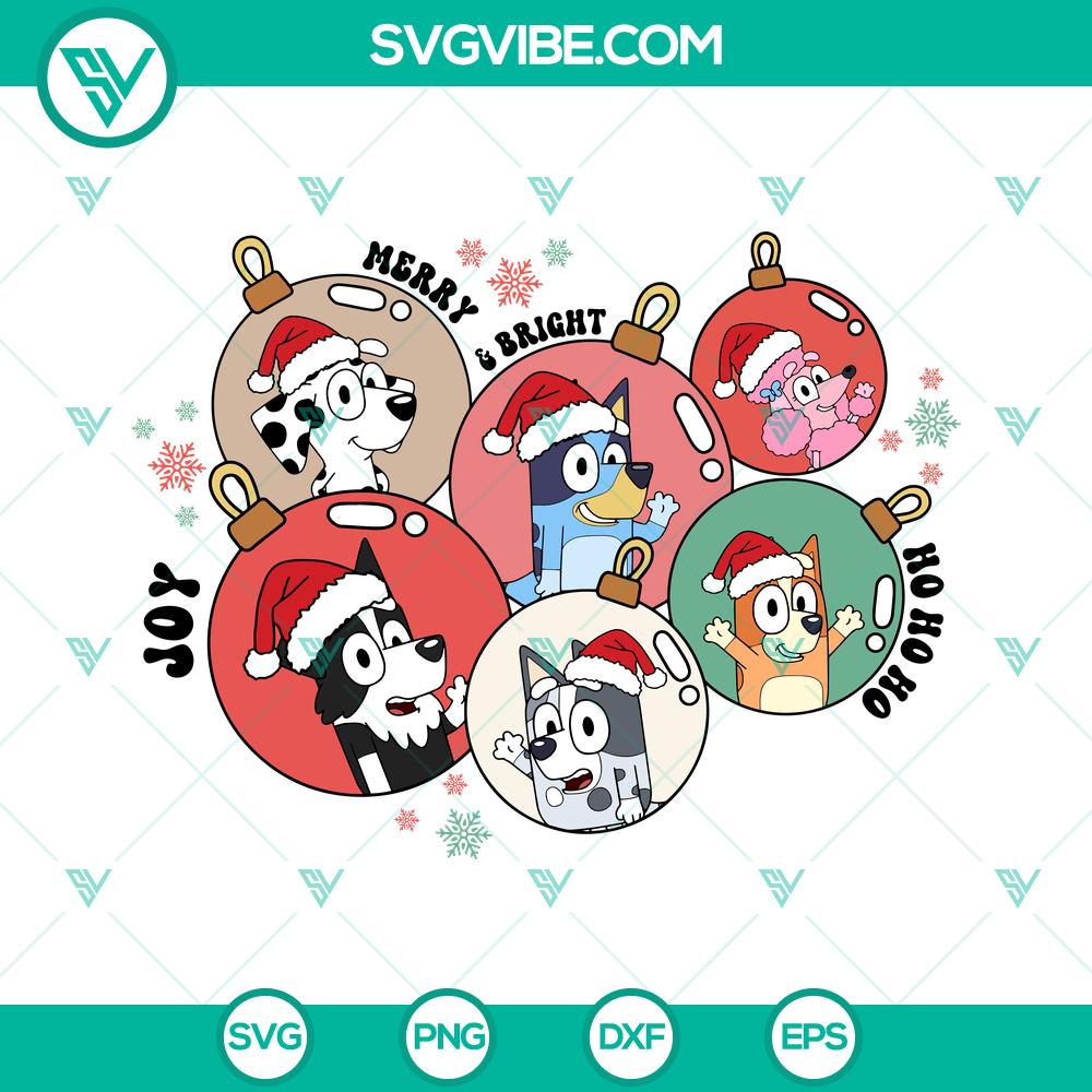 Merry Bright Bluey Christmas SVG | Cute Bluey Family Cut Files Merry Bright Bluey Christmas SVG | Cute Bluey Family Cut Files