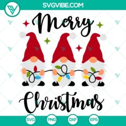 Merry Christmas Gnomes SVG, Christmas Lights SVG, Merry Christmas SVG