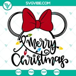 Minnie Mouse Merry Christmas lights themed SVG design, free daily SVG freebie. Best for holiday crafts.