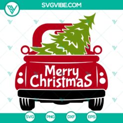 Merry Christmas Red Truck Back SVG, Merry Christmas SVG, Red vintage Truck SVG, Christmas SVG File