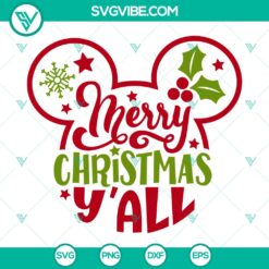 Merry Christmas Y’all Mickey SVG, Christmas SVG, Disney Christmas SVG