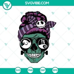 Messy Bun Halloween Nightmare Before Chirstmas Glasses SVG, Horror SVG, Halloween SVG, Halloween Scary SVG