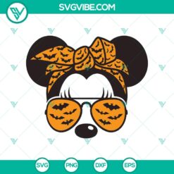Messy Bun Halloween SVG, Halloween Bandana SVG, Mickey Messy Bun SVG