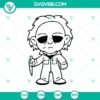 Michael Myers and horror characters chibi design in SVG format for Halloween themed projects.