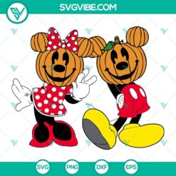Mickey and Minnie Mouse pumpkin SVG DXF EPS PNG cut files for Halloween Cricut and Silhouette designs.