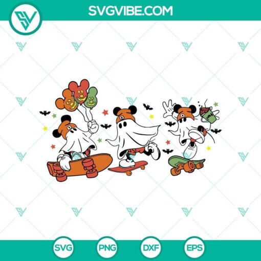 mickey ghost skateboarding halloween svg dxf eps png files