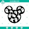Mickey Mouse head with spooky "boo" text SVG for Halloween, featuring scarecrow, pumpkins, and October 31 theme.
