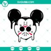 Mickey Mouse dressed as Jason Voorhees for Halloween in a Disney SVG design. Spooky Mickey Halloween SVG.