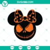 Halloween themed Mickey and Minnie Mouse SVG with spooky and cute elements, perfect for Oct 31 crafts.