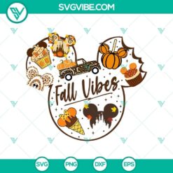 Mickey Mouse Head Fall Vibes SVG DXF EPS PNG Cut Files, Halloween SVG File, Halloween Cricut &amp; Silhouette Designs