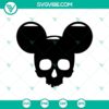 Mickey Mouse skull design in SVG format for Halloween, with a scary and horror theme.