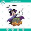 Mickey Mouse and Minnie Mouse Halloween SVG design featuring a witch making a poison, perfect for Disney Halloween crafts.
