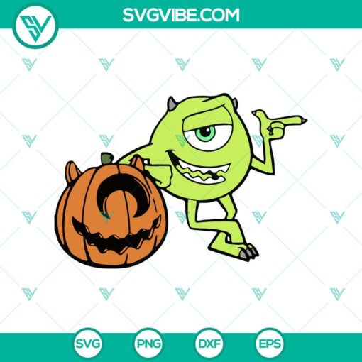 mike wazowski with pumpkin svg monster halloween svg happy halloween svg